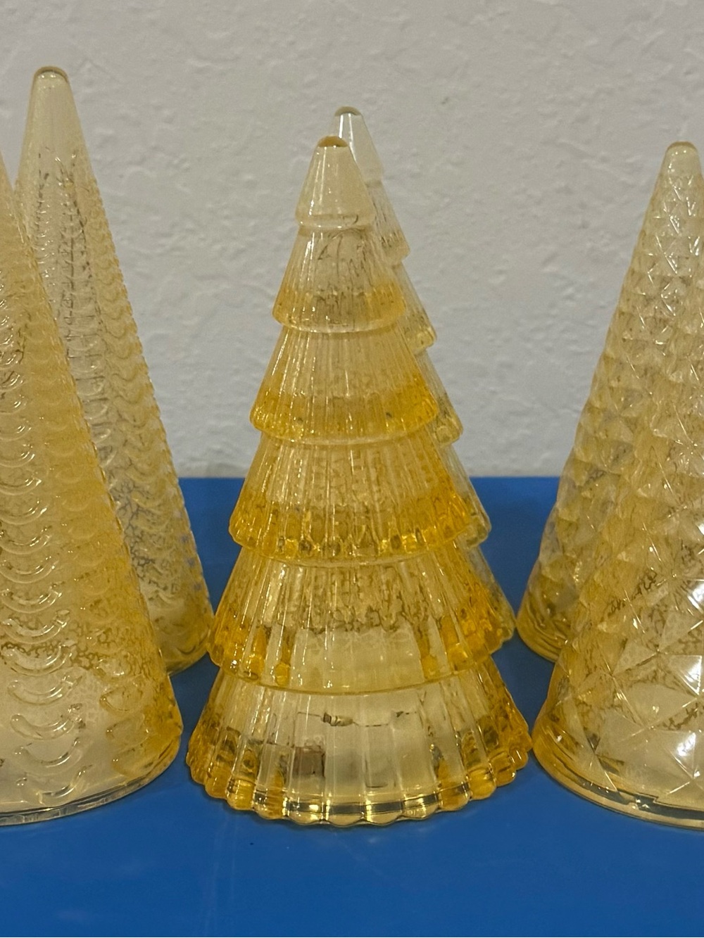Set of 10 - Lighted Plastic Christmas Trees Battery Operated LED Warm Glow Amber